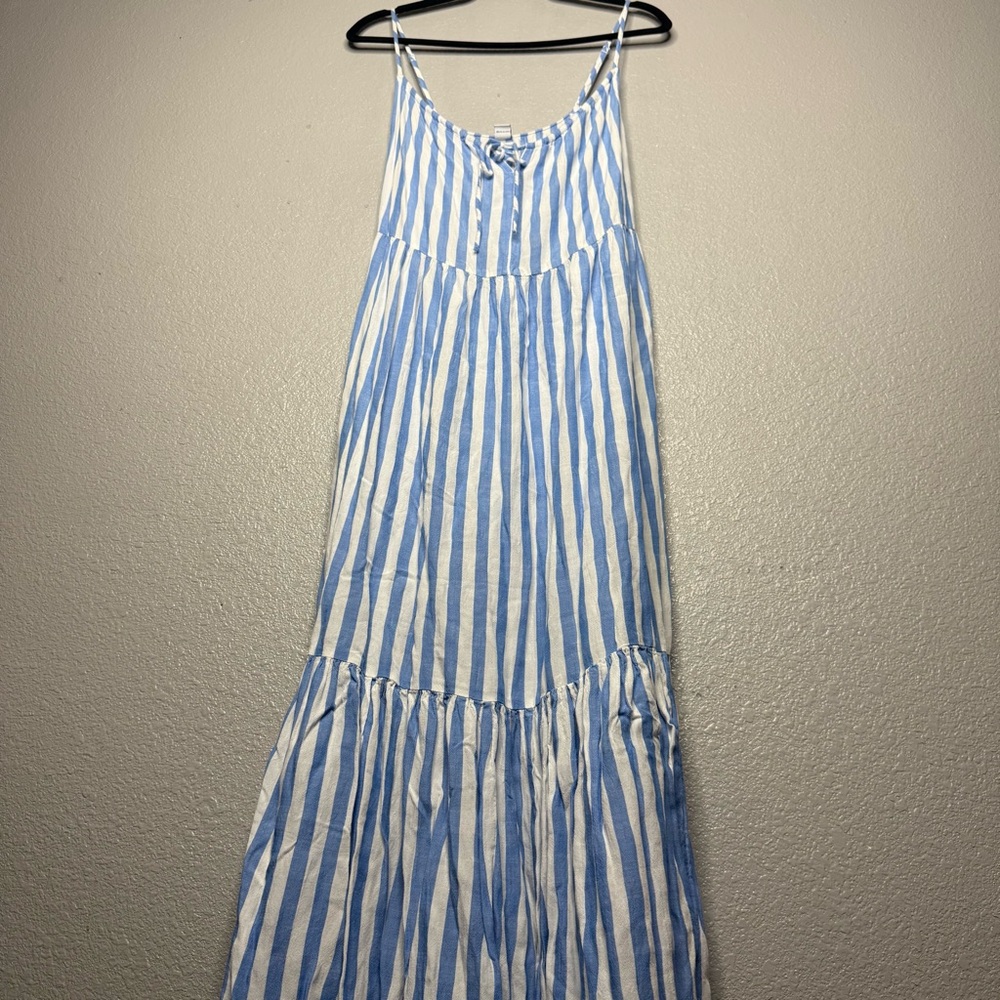 Old Navy Blue and White Striped Maxi Dress- M